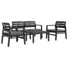4 Piece Outdoor Lounge Set Plastic Anthracite