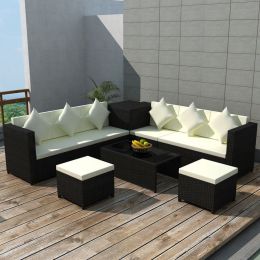 Garden Sofa Set 26 Pieces Poly Rattan Black