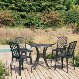 5 Piece Bistro Set Cast Aluminum Black