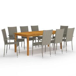 9 Piece Garden Dining Set Gray