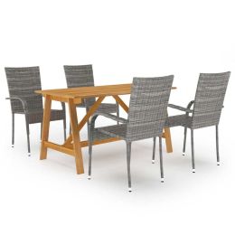 5 Piece Patio Dining Set Gray