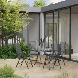 5 Piece Garden Dining Set Steel Anthracite
