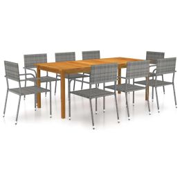 9 Piece Patio Dining Set Gray