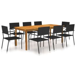 9 Piece Patio Dining Set Black