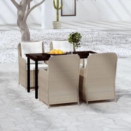 5 Piece Patio Dining Set Brown