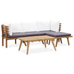 5 Piece Patio Lounge Set Solid Wood Acacia