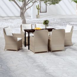 7 Piece Patio Dining Set Brown