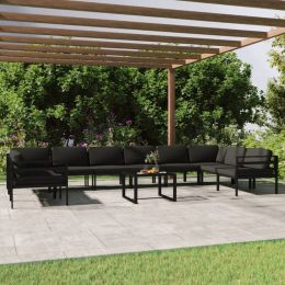 11 Piece Patio Lounge Set with Cushions Aluminum Anthracite