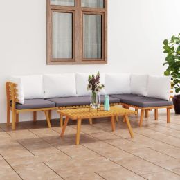 5 Piece Patio Lounge Set with Cushions Solid Acacia Wood