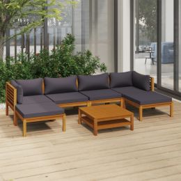 7 Piece Patio Lounge Set with Cushion Solid Acacia Wood