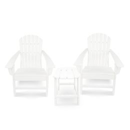 Adirondack Chair Side Table 3 pcs Set (Color: White)