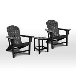 Adirondack Chair Side Table 3 pcs Set (Color: Black)