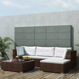 5 Piece Garden Lounge Set with Cushions Poly Rattan Brown (Color: Brown)