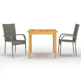 3 Piece Garden Dining Set Gray (Color: Grey)