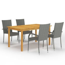 5 Piece Garden Dining Set Gray (Color: Grey)