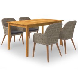 5 Piece Garden Dining Set Brown (Color: Brown)