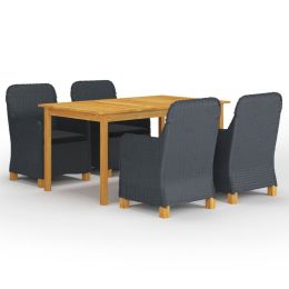 5 Piece Garden Dining Set Dark Gray (Color: Grey)
