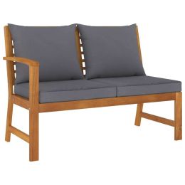 Garden Bench 45.1" with Dark Gray Cushion Solid Acacia Wood (Color: Dark gray)