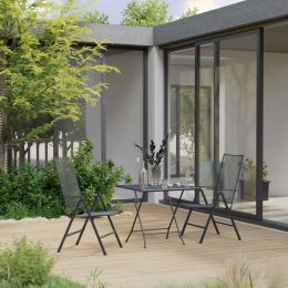 3 Piece Garden Dining Set Steel Anthracite (Color: Anthracite)