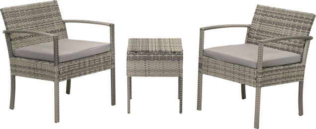 (Only for Pickup)3 Piece Rattan sofa set (Color: Gray)