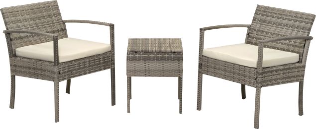 (Only for Pickup)3 Piece Rattan sofa set (Color: White)