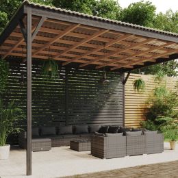 13 Piece Garden Lounge Set with Cushions Poly Rattan Gray (Color: Grey)