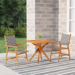 3 Piece Patio Dining Set Solid Wood Acacia (Color: Brown)