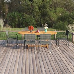 7 Piece Patio Dining Set Poly Rattan Anthracite (Color: Anthracite)