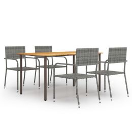 5 Piece Patio Dining Set Poly Rattan Anthracite (Color: Anthracite)